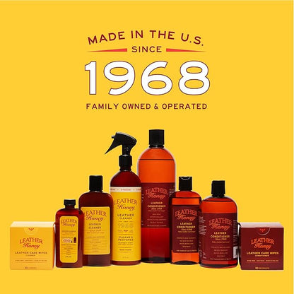 Leather Honey Leather Conditioner & Cleaning Kit for use on Leather Apparel, Furniture, Auto Interiors, Shoes, Bags and Accessories. Conditioner, Cleaner and 2 Lint-Free Cloths.