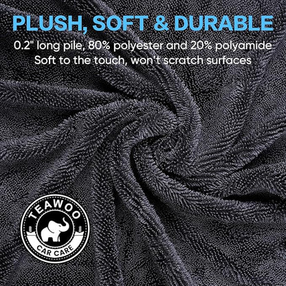 Shiny Wipes Shower Cleaning Cloth, Ultra Absorbent Car Drying Towel, 4 Pack 16 x 24 inch Microfiber Cleaning Cloth for Car, Bath & Househood