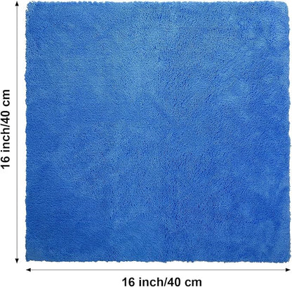 Shimeyao 30 Pcs Edgeless Microfiber Plush Towels for Cars Detailing Drying Wash Polishing Absorbent Cleaning Cloths, 500 GSM, 16 x 16 Inch(Dark Blue)