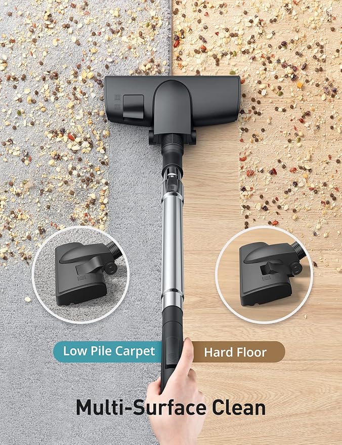 Aspiron Canister Vacuum, Upgraded 1600W Bagless Canister Vacuum Cleaner, Auto Cord Rewind, H13 HEPA Filter, 3.7Qt Large Capacity, 5 Tools for Hard Floors, Carpet, Pet, Upholstery, Tiles, Car, Orange