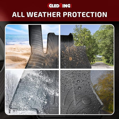 Gledring USA Custom Fit All-Weather Rubber Floor Mats Intended for Toyota Tundra Double Cab 2012-2021, No Trimming Required, Tailored Custom Fit, Protects from Rain, Mud & Snow