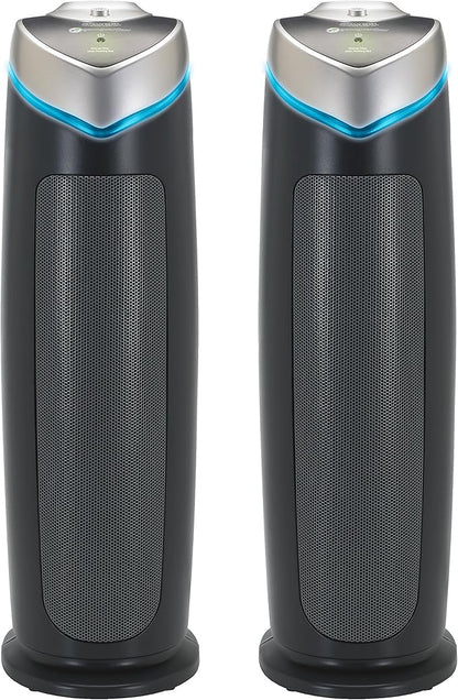 GermGuardian Air Purifier for Home with HEPA Pure Filter, for Wildfire Smoke, Pet Dander, Pollen, Odors, Large Rooms Up To 743 Sq. Ft., Removes 99.97% Pollutants, UV-C, 2-Pack, 22", AC48252PK, Gray