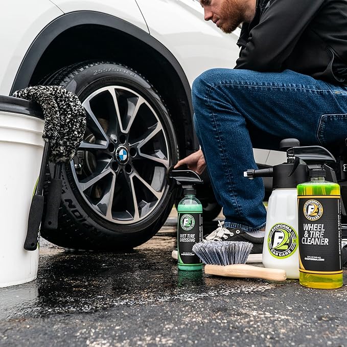 ExoForma Bendable Brush Set - Unique Adjustable 2-Piece Wheel Brush Set Cleans Behind Wheels - Tough Yet Gentle Wool Fiber + No-Scratch Rubber Tip Safe for All Wheel Types - Comfy Ergonomic Grip