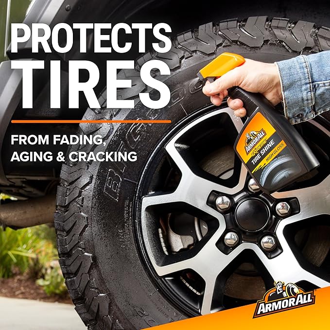 Armor All Car Tire Shine, One-Step Tire Shine Spray for Precise, Even Shine and Minimal Overspray - 2 Count