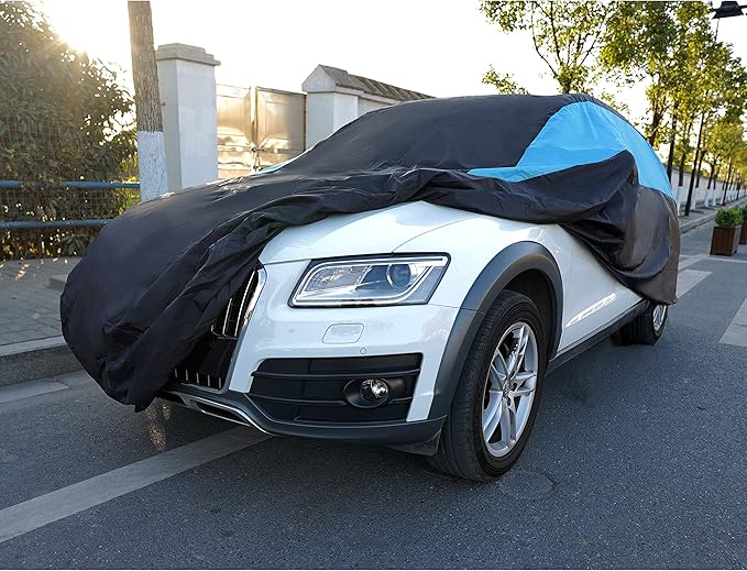 MORNYRAY Waterproof Car Cover All Weather Snowproof UV Protection Windproof Outdoor Full car Cover, Universal Fit for Sedan (Blue, S6-Fit SUV Length(222-240 inch))