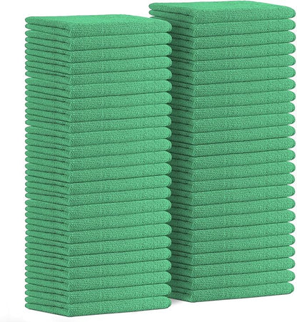 Avalon Towels Microfiber Absorbent Bar Towels, Rags for House Cleaning, Lint Free, Reusable and Washable (Green Value Pack of 48)