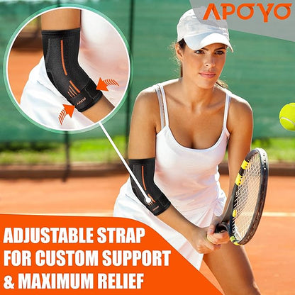 APOYO Elbow Brace for Tendonitis and Tennis Elbow, (Pair) Compression Sleeve for Arthritis, Workouts, Reduce Joint Pain During Fitness Activity (X-Large)