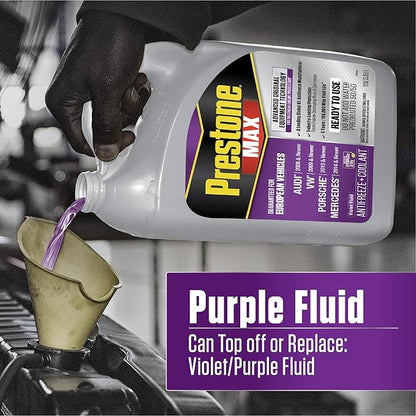Prestone AF6510 MAX European Vehicles Violet Antifreeze and Coolant, 1 Gallon, Pack of 6
