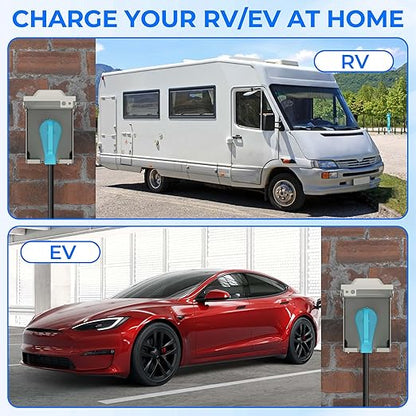 50 Amp RV Power Outlet Box, NEMA 14-50R 125/250 Volt RV Outdoor Electrical Receptacle Panel, Weatherproof, for RV Camper Trailer Motorhome Electric Car Generator