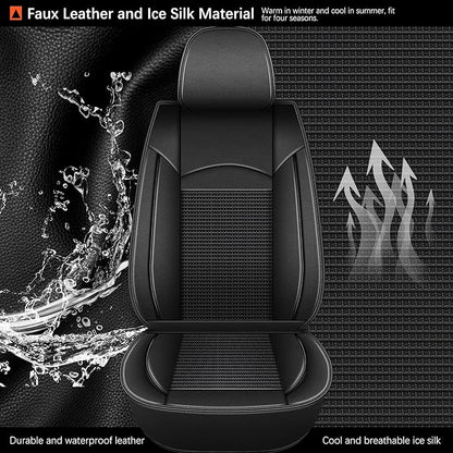 Seat Covers for Toyota Camry 2012-2023 2024 Full Set 5 Seats - Leather Ice Silk Car Seat Covers Protector Breathable (Black)