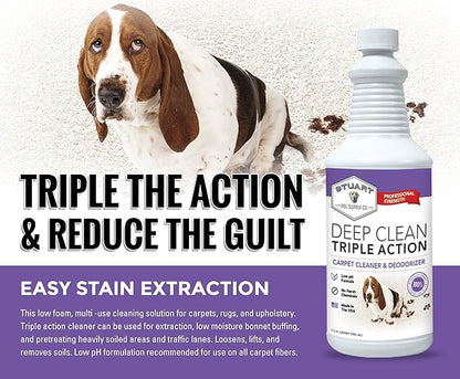 Professional Strength Deep Clean (Gal.) 3X Carpet Cleaner Solution & Deodorizer, Concentrated Encapsulating Carpet Shampoo, Pet Odor & Dirty Carpet Cleaning Solution 128 fl oz.