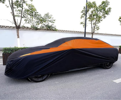 MORNYRAY Waterproof Car Cover All Weather Snowproof UV Protection Windproof Outdoor Full car Cover, Universal Fit for Sedan (Orange, A1-Fit Sedan Length(154-163 inch)
