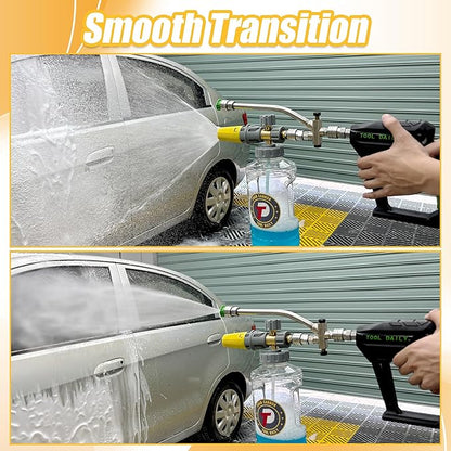 Tool Daily Foam Cannon for Pressure Washer with Dual Connector Accessory, Adjustable Soap Cannon with M22-14 and 1/4” Quick Connect Fittings, Additional Orifice Nozzle 1.1mm, 1.5 Liter