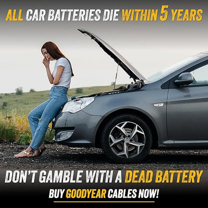 GOODYEAR Heavy Duty Jumper Cables for Car Battery – 4 Gauge 16 ft Booster Cables with Carrying Case for Cars, Trucks, SUVs, Emergency Roadside Kit