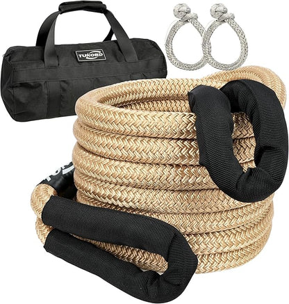 Kinetic Recovery Tow Rope Heavy Duty Offroad Snatch Strap for for Trucks SUV UTV ATV Tractor Car Jeep, Tractor, Bobcat, Ram 2500, Silverado 2500, Ford F250 (Green, 7/8" x 20')