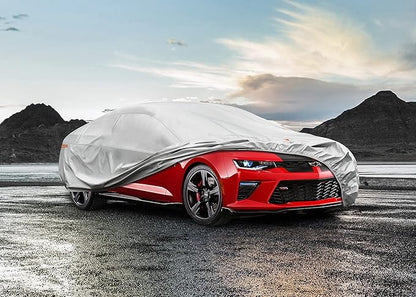 Kayme 6 Layers Car Cover Custom Fit for Chevrolet Chevy Camaro (2010-2025) Waterproof All Weather for Automobiles, Outdoor Full Cover Rain Sun UV Protection.Sliver