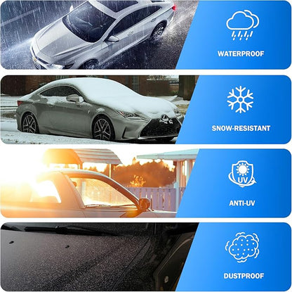 Car Cover Waterproof All Weather Outdoor Windproof Dustproof UV Protection Fit Coupe Buick Lesabre,Cadillac de Ville/Eldorado,Chevrolet El Camino/Impala,Dodge Charger etc.