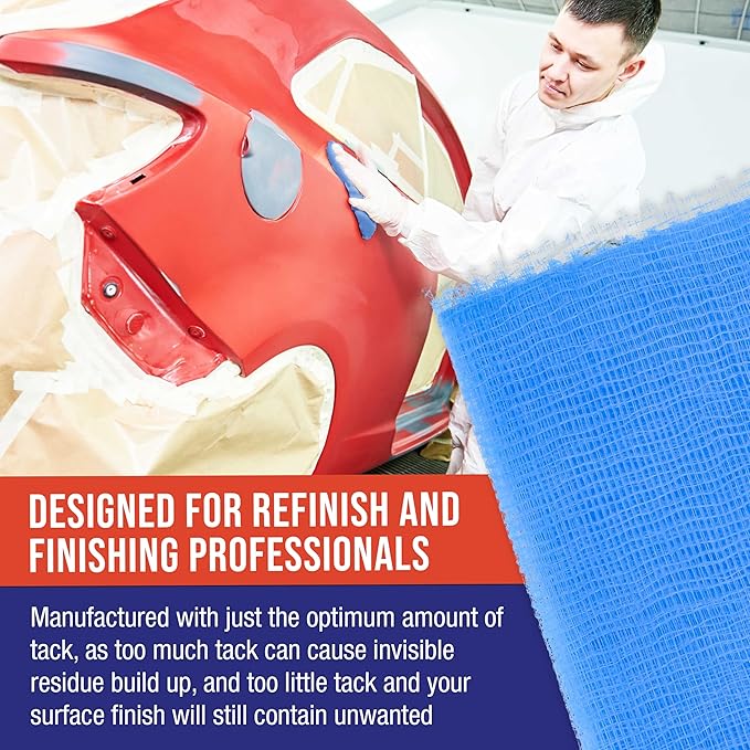 TCP Global - Pure Blue Superior Tack Cloths - Tack Rags (Box of 6) - Automotive Car Painters Professional Grade - Removes Dust, Sanding Particles, Cleans Surfaces - Wax and Silicone Free, Anti-Static