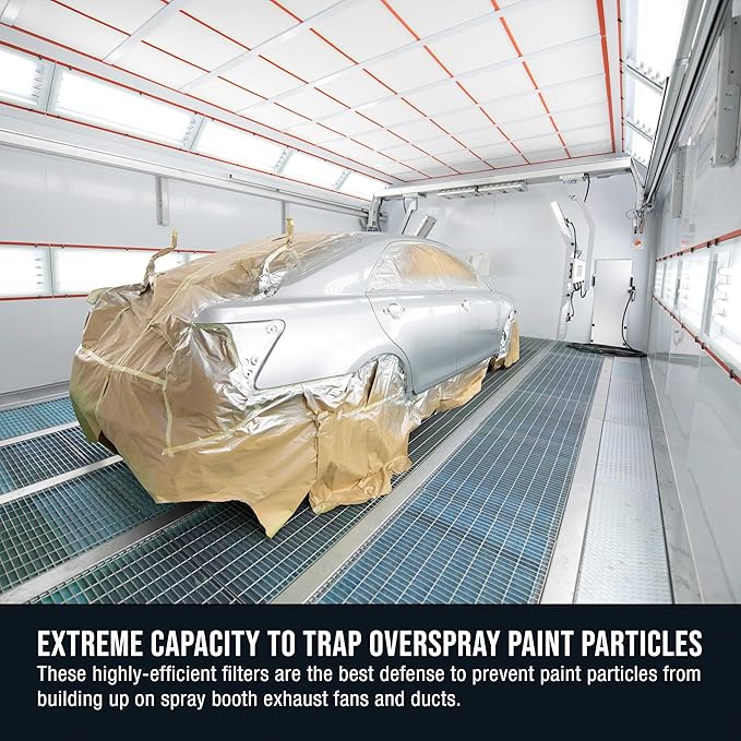 Master Elite Premium Paint Spray Booth Exhaust Filter Roll, 25" x 300' - 18 Gram Heavy-Duty Fiberglass Arrestor - Captures Traps Overspray Particles in Auto Car Autobody Refinish Booths