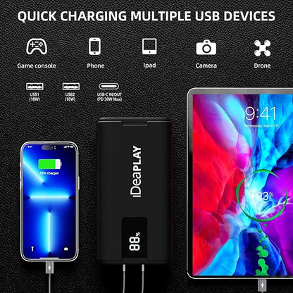 IDEAPLAY J10 Jump Starter, 2000A 12V Car Battery Jump Starter Portable for Up to 8.0L Gas and 7.0L Diesel Engine, Jump Box with Jumper Cables, Type C Fast Charging Battery Jumper with LED Flashlight