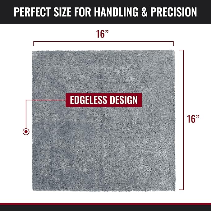 Microfiber Cleaning Cloth - The Gray Beast Towels, Streak-Free Cleaning Rags for Car Wash and Housekeeping, Ultra-Absorbent with Cut Edges to Avoid Scratches (Pack of 5, 16"x16")