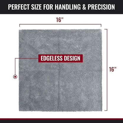 Microfiber Cleaning Cloth - The Gray Beast Towels, Streak-Free Cleaning Rags for Car Wash and Housekeeping, Ultra-Absorbent with Cut Edges to Avoid Scratches (Pack of 5, 16"x16")