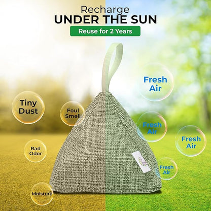 4 Pack Bamboo Charcoal Air Purifier Bags 200 Grams Each - Odor Absorber & Eliminator for Home, Car, Pets, Activated Charcoal Natural Freshener, Eco-Friendly & Reusable (Designer Colors)