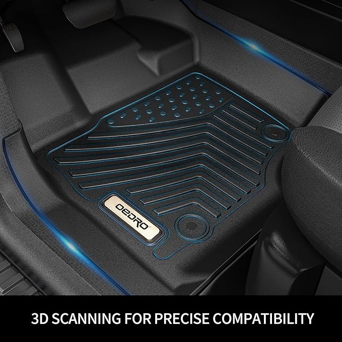 OEDRO Floor Mats Fit for 2018-2024 GMC Terrain & 2018-2024 Chevy Equinox, Unique Black TPE All-Weather Guard Includes 1st and 2nd Row Full Set Liners