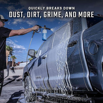 Slick Products Wash & Wax Extra Thick Foaming Cleaning Solution Motorcycle, Truck, Trailer, Boat, Car Wash Soap - Works With Foam Cannon, Foam Gun, Sprayers, Buckets, 16 oz., Tropical Scent