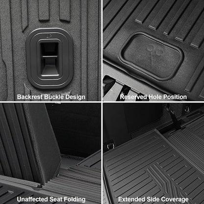 Floor Mats for 2025 2020-2024 Ford Explorer (6-seat), All Weather TPE Floor Mat Cargo Mat with Backrest Mats for Ford Explorer ST Car Accessories
