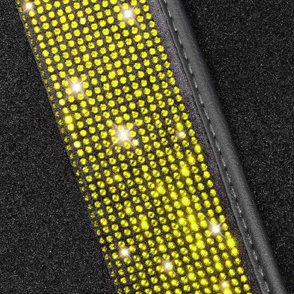 NBTEPEM Bling Car Floor Mats Full Set, Universal Fit Most Cars,SUV, Trucks, 4 pcs Sparkle Glitter Diamond Carpet for Women Girls with Anti-Slip Pad (Yellow Diamond)