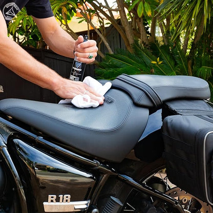 Leather Interior Car Cleaner & Detailer (8oz) - Hydrophobic Textile, Nylon, Carpet - All Purpose Auto Upholstery Cleaner & Protectant - incl. 2 Microfiber Towels