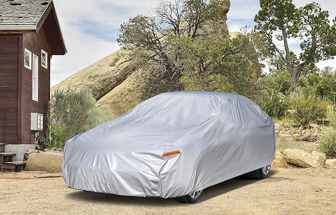 Kayme Car Cover Waterproof All Weather for Automobiles, Universal Fit for Sedan/Sports/Coupe Car Fit Mazda Miata MX5, Honda S2000.(up to 165 inch)
