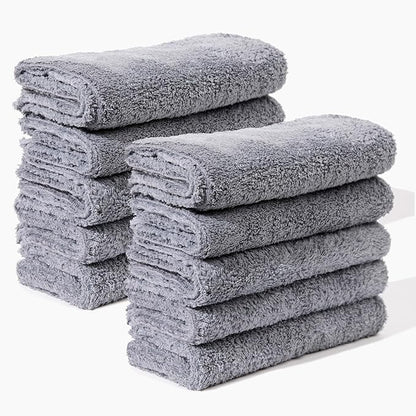 Microfiber Cleaning Cloth - The Gray Beast Towels, Streak-Free Cleaning Rags for Car Wash and Housekeeping, Ultra-Absorbent with Cut Edges to Avoid Scratches (Pack of 10, 16"x16")