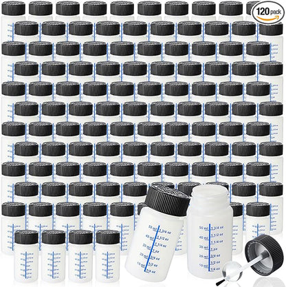 Mumufy 120 Pcs Touch up Paint Bottles with Brush and Lid Empty Touch up Bottle with Mixing Balls 2 oz Fluid Capacity Leftover Paint Container for Car Scratches Repair (Black,Blue)