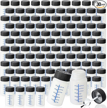 Mumufy 30 Pcs Touch up Paint Bottles with Brush and Lid Empty Touch up Bottle with Mixing Balls 2 oz Fluid Capacity Leftover Paint Container for Car Scratches Repair (Black,Blue)