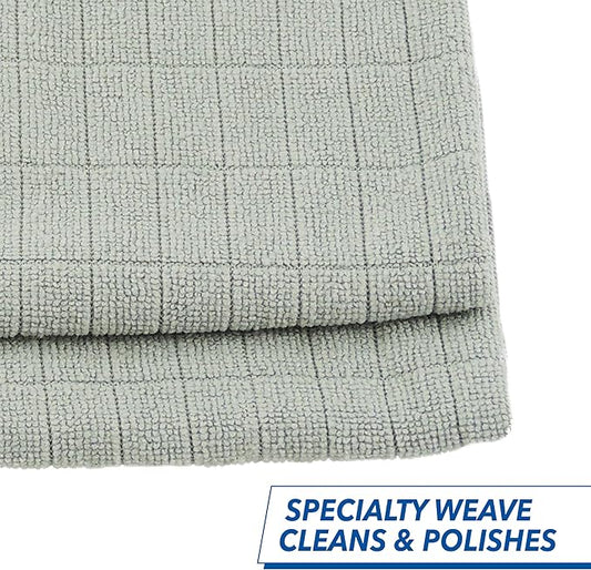 Unger 12” x 12” Microfiber Glass and Mirror Cloths, 2 Pack, Wet and Dry Cleaning Towels, Reusable Supplies, Window Cleaner Polishing Cloth with Streak-Free Results