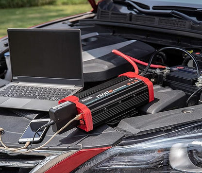 1500W Car Power Inverter 12V DC to 110V AC Car Converter Charger Adapter with Dual 3.1A USB Port and AC Outlets Quick Charging