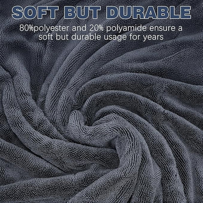 Microfiber Towels for Cars 2-Pack, 1300 GSM Ultra-Soft Microfiber, 35" x 27.5" & 19.7" x 11.8" Towels are Great for Car and Home Cleanups, No Streaks, Scratches Or Water Spots