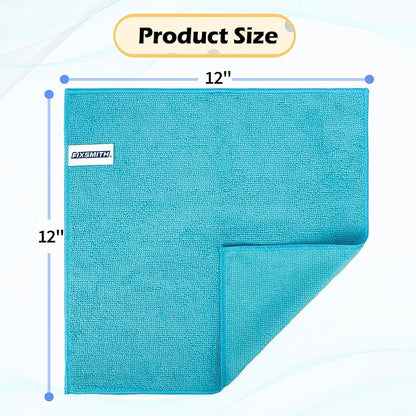 FIXSMITH Microfiber Cleaning Cloth, 50 Pack Cleaning Rags, Cleaning Towels for Housekeeping, Kitchen, Car, Lint-Free, Reusable Shop Towels with 5 Colors (Green/Blue/Yellow/Orange/Pink), 12"X12"