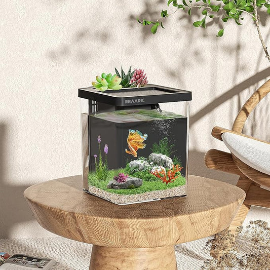 1.5 Gallon Betta Fish Tank Aquarium kit with Filter LED Light, Water Pump, Fish Tank Starter Kits, Fish Bowl