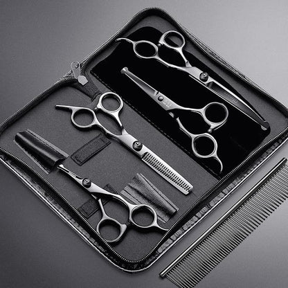 Gimars 7inch Professional 4CR Stainless Steel 6 in 1 Grooming Scissors for Dogs with Safety Round Tip, Heavy Duty Titanium Coated Pet Grooming Scissor for Dogs, Cats and Other Animals