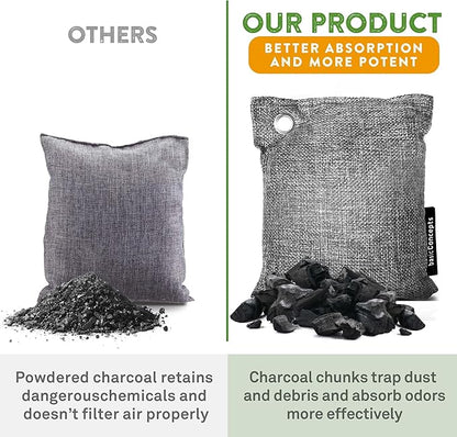 Charcoal Odor Absorber for Strong Odor (Large, 12 Pack, 100g each), Perfect for Smelly Shoes, Bamboo Charcoal Air Purifying Bag, Activated Charcoal Odor Absorber for Closet, Shoe, Car, Odor Deodorizer