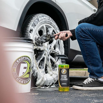 ExoForma Bendable Brush Set - Unique Adjustable 2-Piece Wheel Brush Set Cleans Behind Wheels - Tough Yet Gentle Wool Fiber + No-Scratch Rubber Tip Safe for All Wheel Types - Comfy Ergonomic Grip