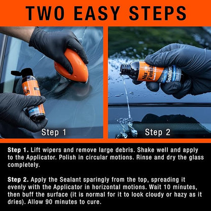 Nu Finish Glass Restore & Repel Kit, Two Step Regimen for Car Windshield, Includes Polishing Compound, Ceramic Sealant, Precision Applicator Tool, and 2 Reusable Sponges