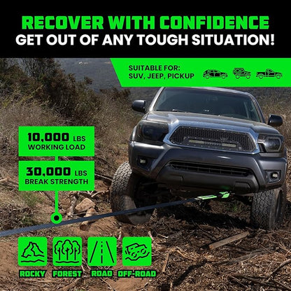 Rhino USA Recovery Tow Strap (3" x 30') - 31,518lb Break Strength - Emergency Recovery Strap Tow Rope for Truck, UTV, ATV & More - Heavy Duty Towing Strap for Offroad 4x4 Use - Compatible with Jeep