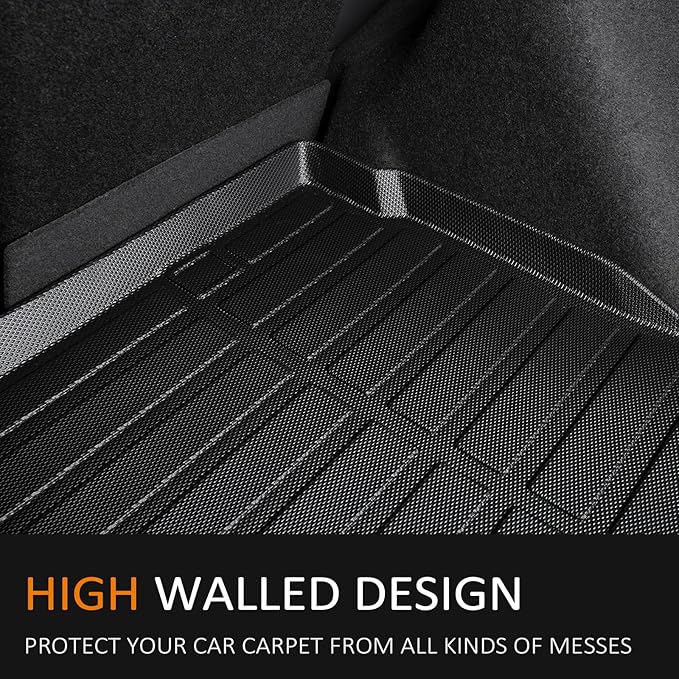 Binmotor-All Weather Floor Mats Cargo Liner for Toyota RAV4 2019-2024 2025(Only Gas Modesl), Heavy Duty Car Trunk Mat Floor Liners for RAV4 Accessories-Black