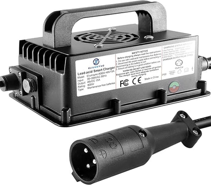 800W Lead Acid Battery Charger 48 Volt 15 AMP 3-Pin Round Plug Club Car Golf Carts