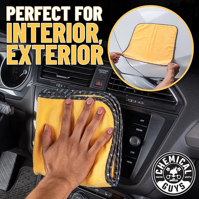 Chemical Guys ‎MIC_507_03 Automotive Microfiber Drying Chamois, Gold, 3 Pack, 24" x 16"