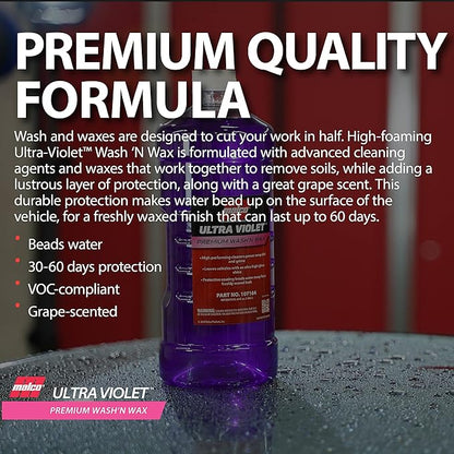 Malco Ultra Violet Premium Wash'n Wax – Best 2-in-1 Car Wash and Wax/Cleans and Provides A Durable, High-Gloss Shine in One Fast and Easy Step / 64Oz. (107164)